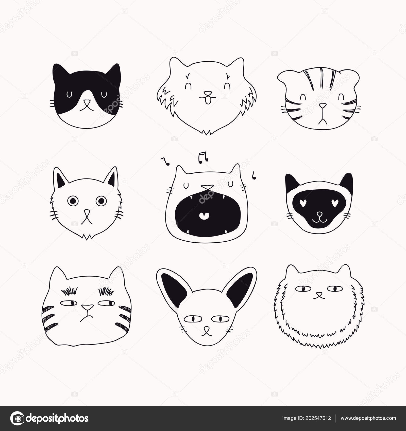 Jeu Main Dessinées Griffonnages Noir Blancs Drôles Mignons