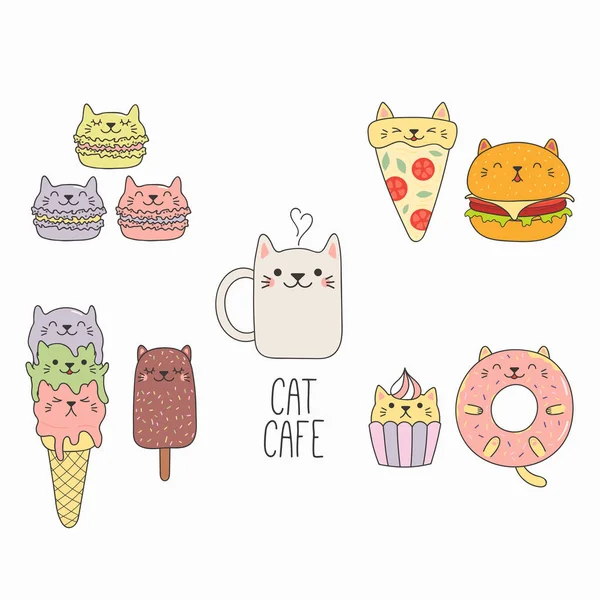 Kedi Kulakları Macarons Pizza Hamburger Dondurma Çörek Kahve Ile