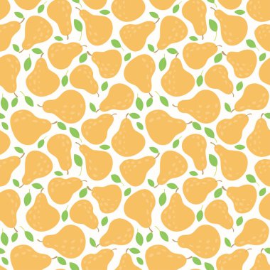 elle çizilmiş armut, vektör, illüstrasyon, sonbaharda hasat ve sağlıklı beslenme için kavram ile Seamless yineleme modeli