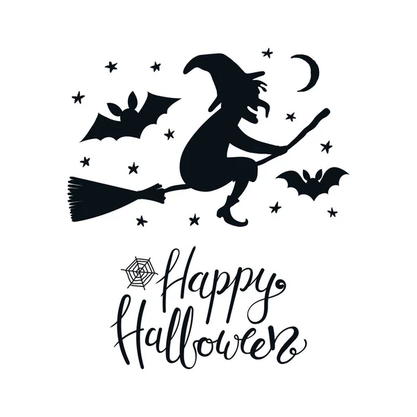 Petite Sorcière Halloween Volant Dans Le Clair De Lune À L'aide D'un Ballon  Chauve-souris Clip Art Libres De Droits, Svg, Vecteurs Et Illustration.  Image 15808980