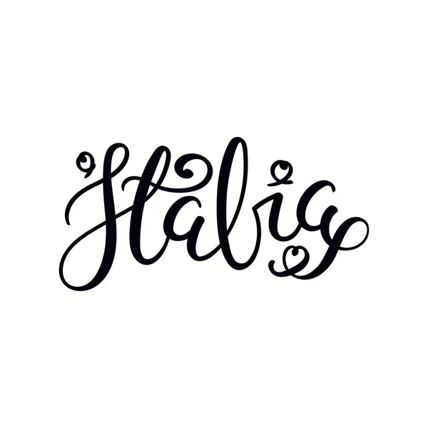 Texto Escrito Mano Italiano Con Letras Caligráficas Italia Objetos Aislados — Vector de stock