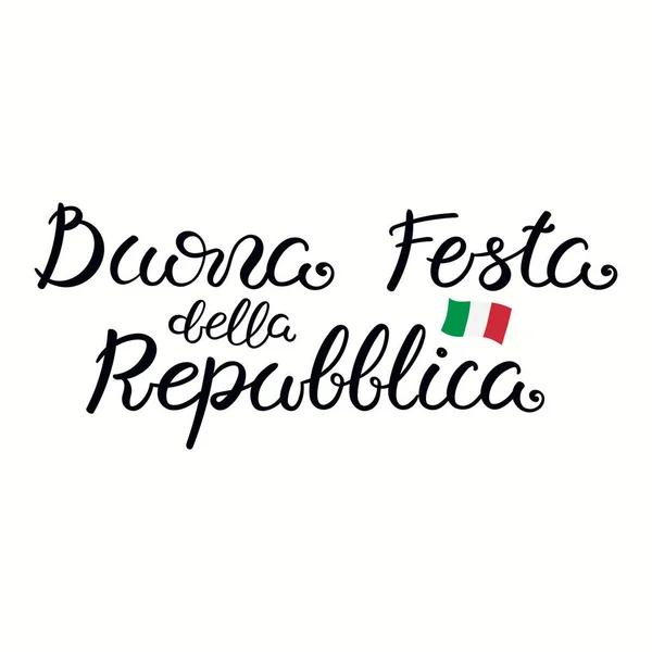 手写的意大利书法字母引用 共和国日快乐 白色背景上的独立对象 向量例证 海报的设计元素 — 图库矢量图片
