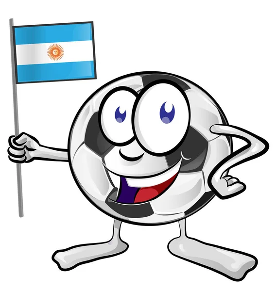 Ποδόσφαιρο Μπάλα Καρτούν Σημαία Της Αργεντινής — Διανυσματικό Αρχείο