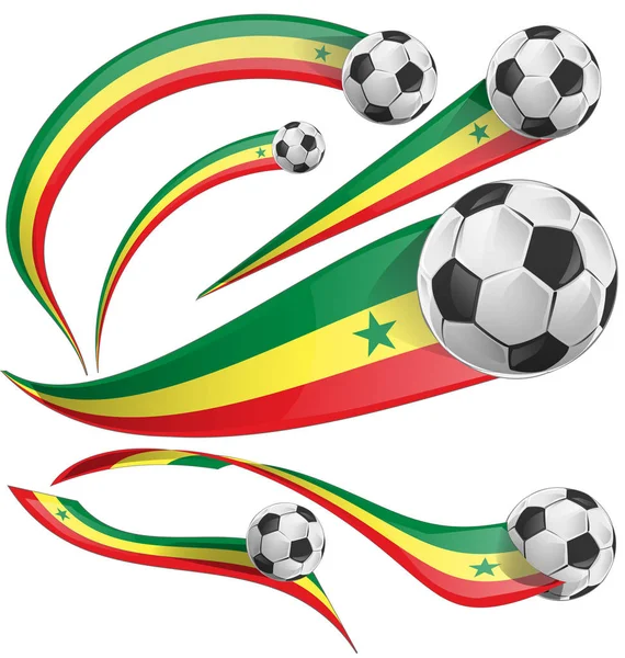 Drapeau Senegal Avec Ballon Football Isolé Sur Fond Blanc — Image vectorielle