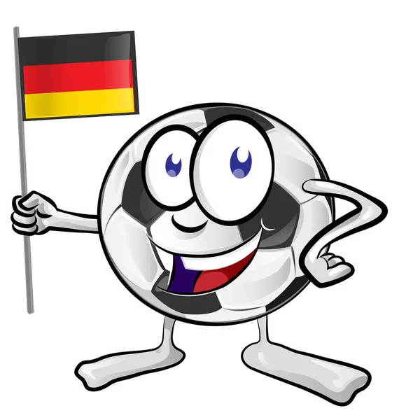 Pelota Fútbol Dibujos Animados Con Bandera Alemania — Vector de stock