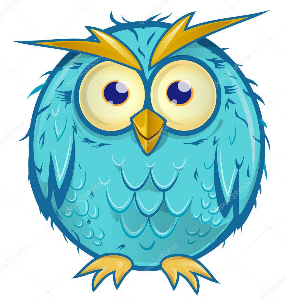 blue owl cartoon isolated on white background