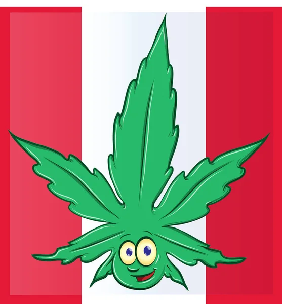 Canadian Flag Marijuana Cartoon — Stock Vector