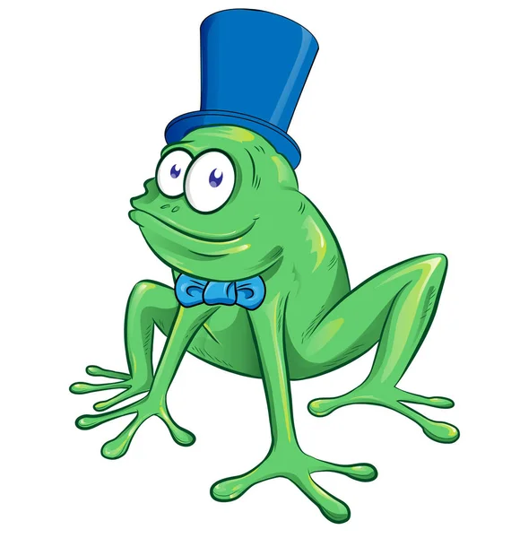 Cute Cartoon Party Frog Mascot Character — Stock Vector
