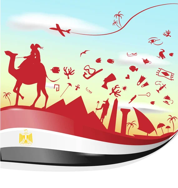 Fond Egypte Avec Drapeau Symbole — Image vectorielle