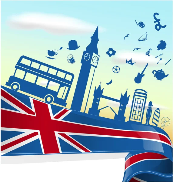 London Element Flag Sky Background — Stock Vector