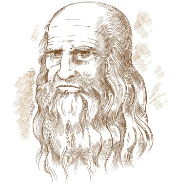 Elle çizilmiş vektör portre. Leonardo Da Vinci