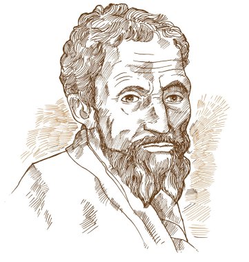 Elle çizilmiş vektör portre. Michelangelo