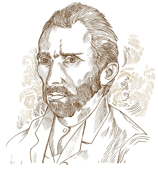 Hand Drawn Vector Portrait Vincent Van Gogh — Stock Vector