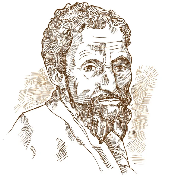 Hand Drawn Vector Portrait Michelangelo — Stock Vector