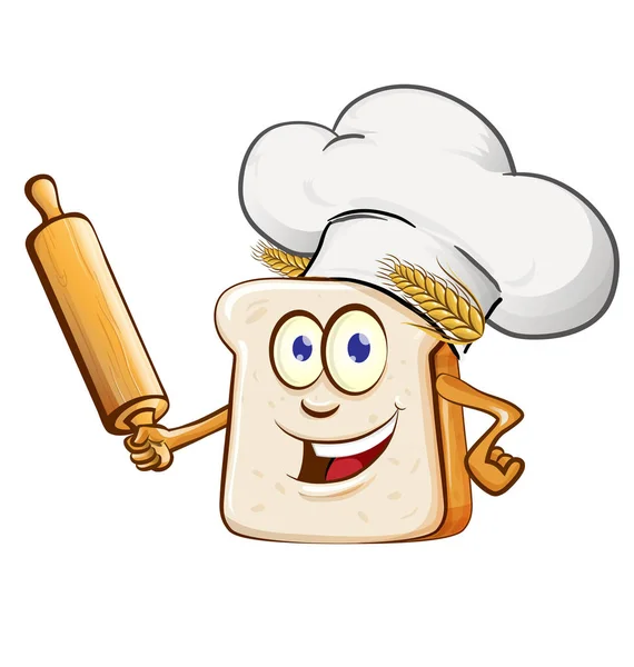 Chef Pan Con Rollo Dibujos Animados Pin Aislado Sobre Fondo — Vector de stock