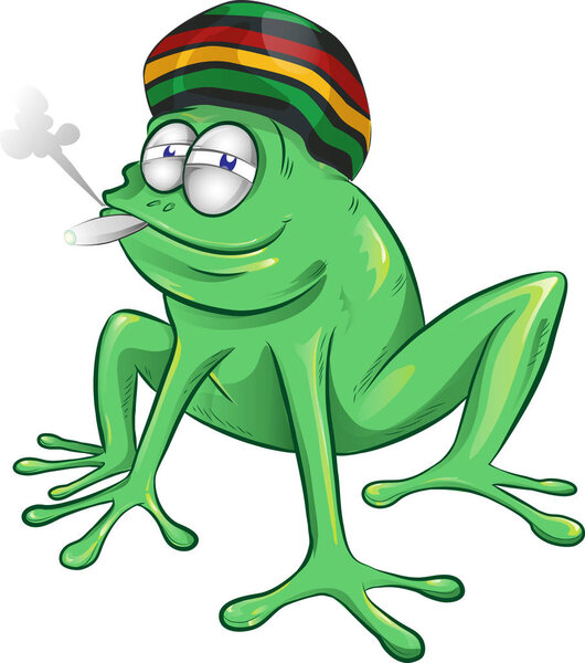 funny jamaican frog cartoon  isolated on white background