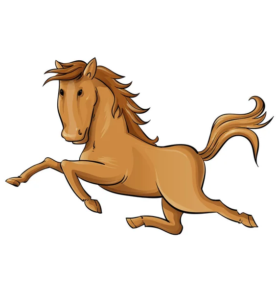 Cavalo Dos Desenhos Animados Galopante Ilustração Vetorial Isolada Sobre Fundo —  Vetores de Stock