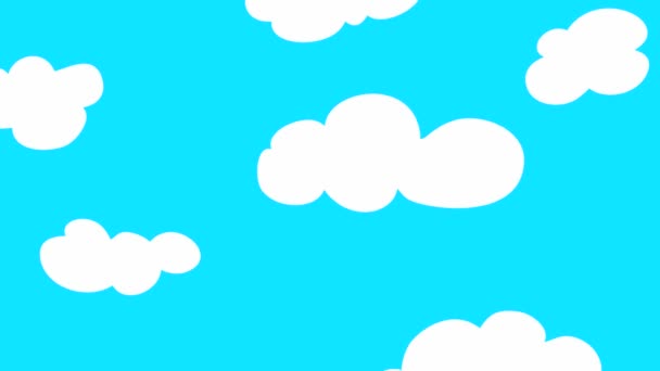 Nubes Dibujos Animados Ilustración Sobre Fondo Azul — Vídeo de stock