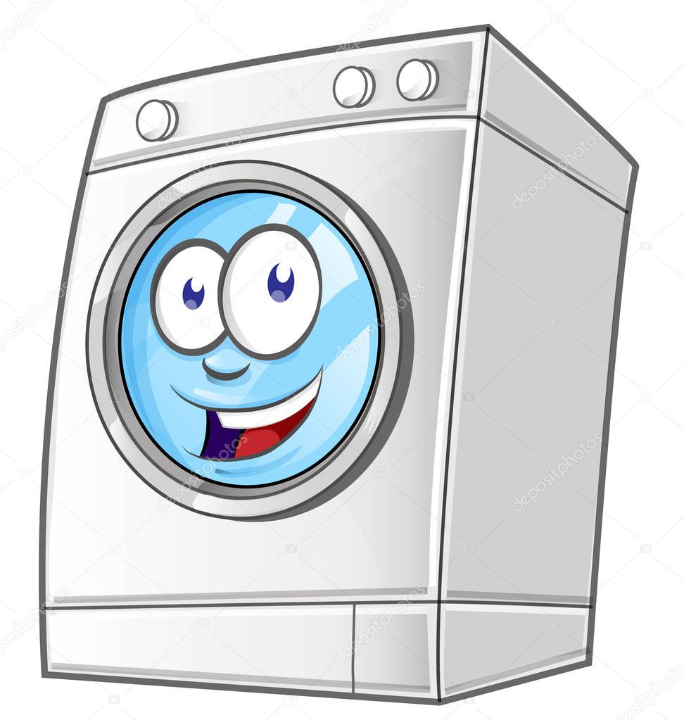 Cartoon washing machine. Vector clip art illustration with simple gradients