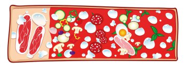 malzemeler ile pizza ile Doğrama tahtası. vetcor illüstrasyon