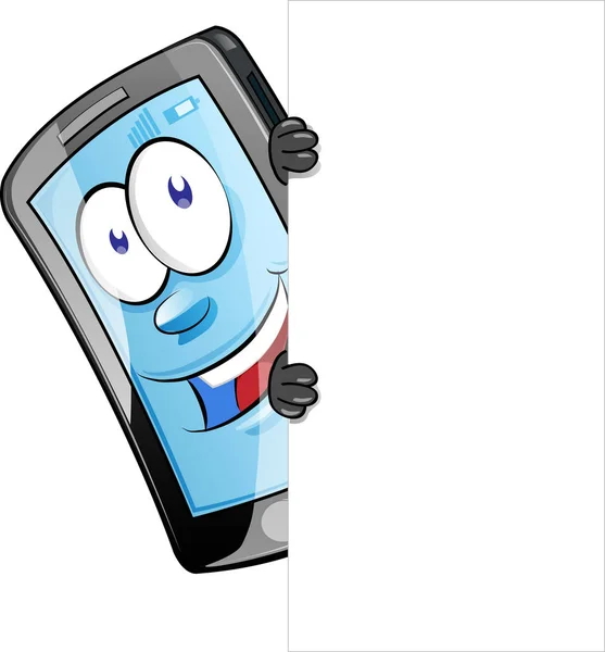 Κινητό τηλέφωνο χαρακτήρας με κενό σημάδι. Έτοιμες εικόνες Clip Art διάνυσμα — Διανυσματικό Αρχείο