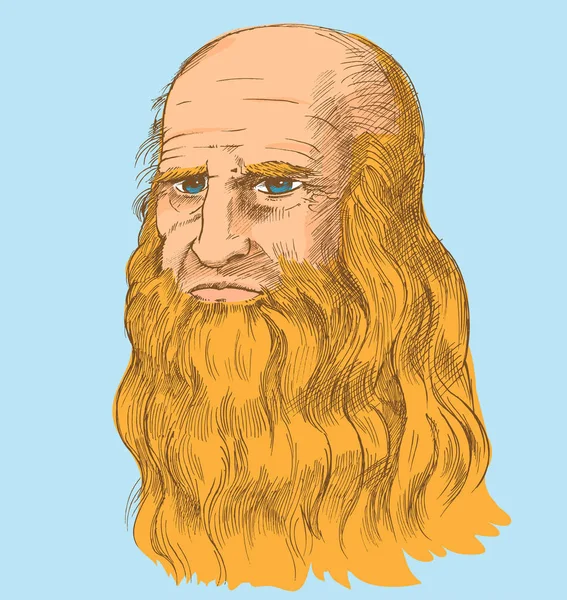 Leonardo da Vinci Autorretrato, arte pop syle. vector illustrat — Vector de stock