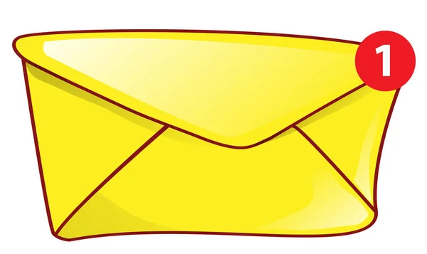 Ikonę koperty pocztowej. Powiadomienie o poczcie z czerwonym znacznikiem one Messag — Wektor stockowy