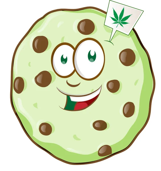 Cookie mascotte de dessin animé avec saveur de marijuana — Image vectorielle