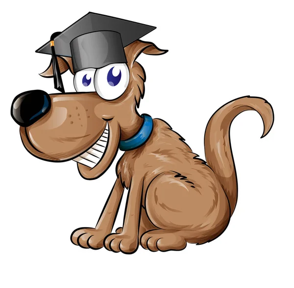 Mascota del perro personaje con sombrero de la gorra de graduación — Archivo Imágenes Vectoriales