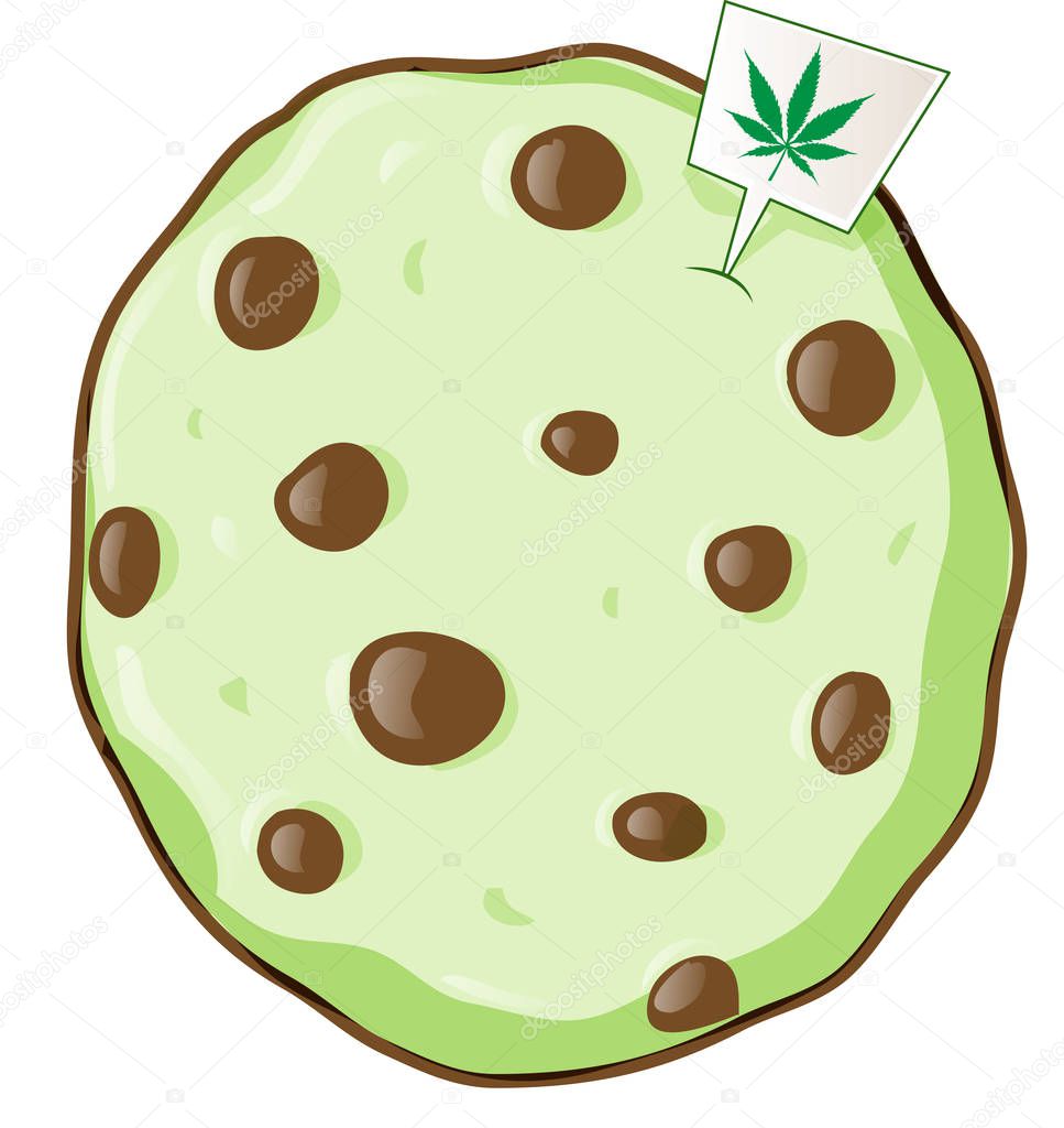 cookie with marijuana flavor. vetcor illustration