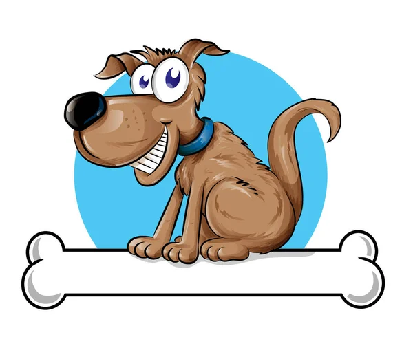 Λογότυπο μασκότ σκύλου με κόκαλο. εικονογράφηση — Διανυσματικό Αρχείο