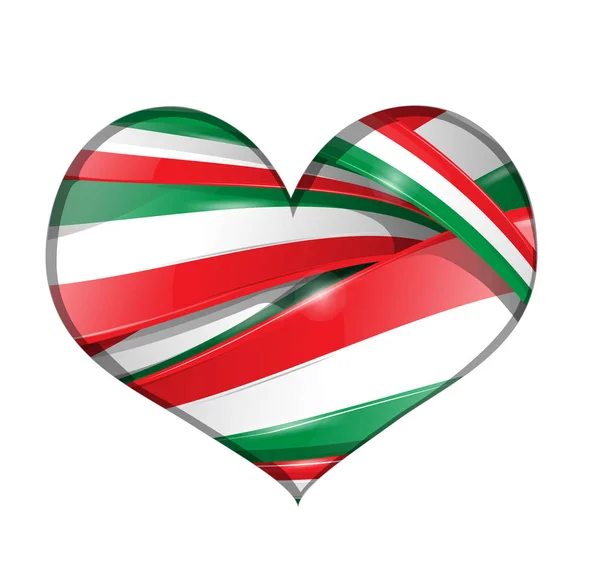 Italian and mexican background heart flag — Stock Vector