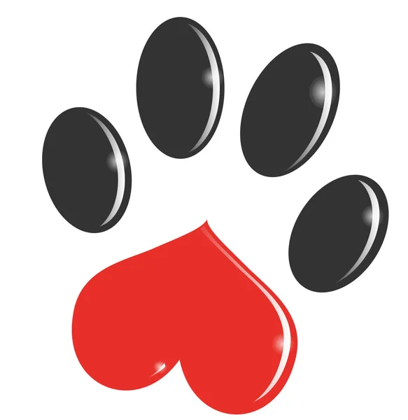 Paw Print Cartone Animato Isolato Sfondo Bianco Clip Arte Illustrazione — Vettoriale Stock