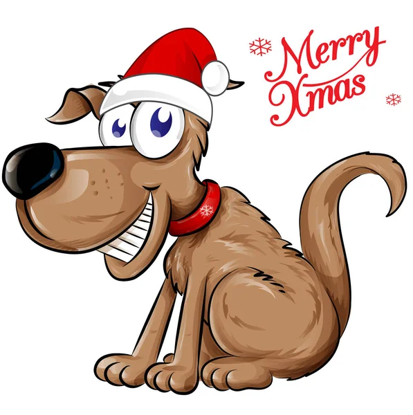 狗圣诞老人与快乐的圣诞文本 — 图库矢量图片#