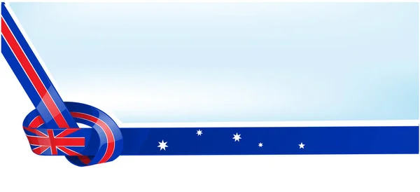 ブエの空の背景にオーストラリアのリボンフラグ — ストックベクタ