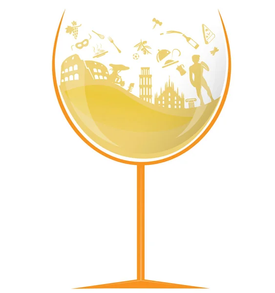 Copa de vino blanco italiano con elemento símbolo — Archivo Imágenes Vectoriales