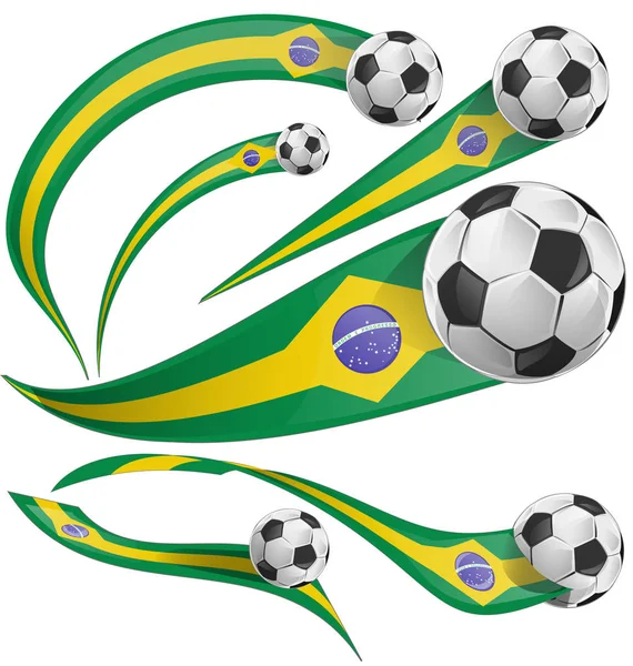 Brazil flag element with soccer ball — Stock Vector