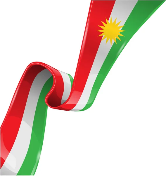 Kurdistan Ribbon flagga på vit bakgrund — Stock vektor