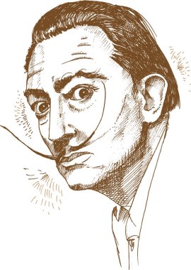 salvador dali el çizilmiş portre. Illüstrasyon
