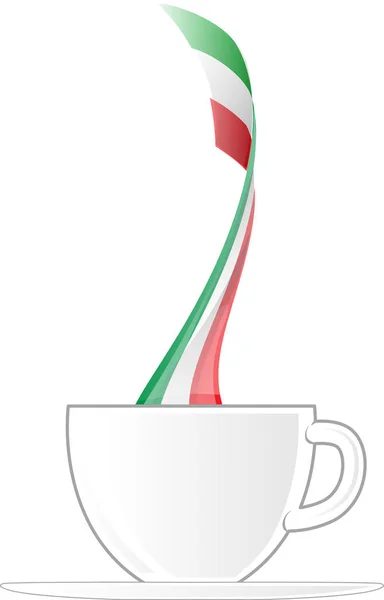 Xícara de café italiano com bandeira. Ilustração — Vetor de Stock