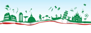 italian banner with symbol monument on flag clipart