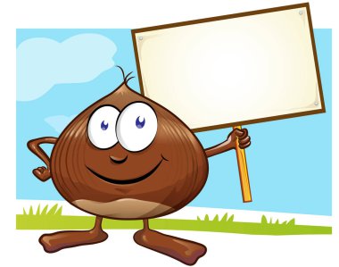 Renkli tabelalı kestane karikatürü