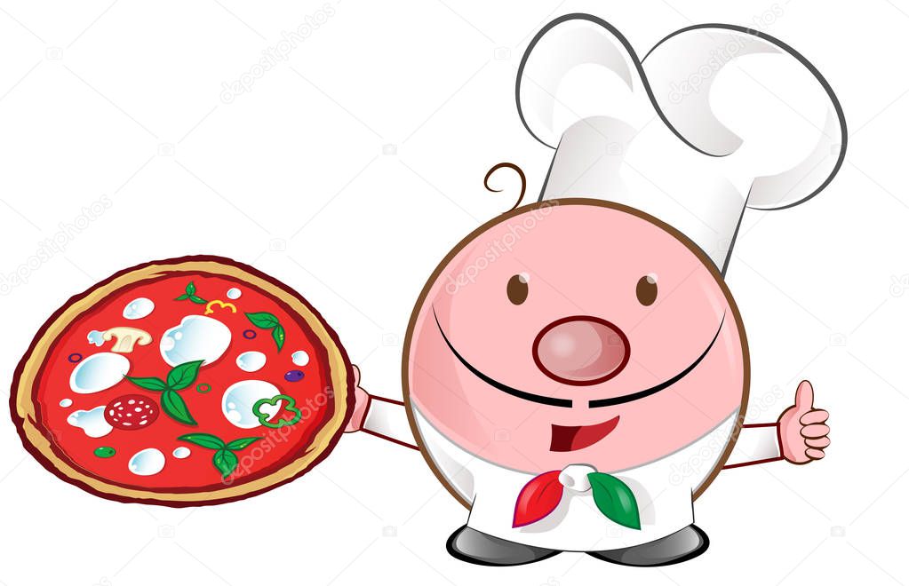 pizza chef mascot cartoon
