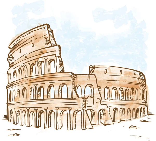 Watercolor roman colosseum — ストックベクタ