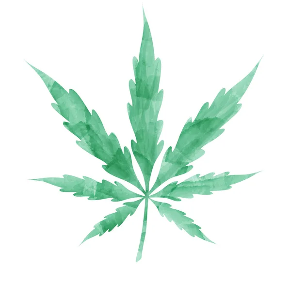 Acuarela Hoja de marihuana aislada sobre fondo blanco — Vector de stock