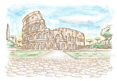 Roma Kolezyumu 'nun eli suluboya 