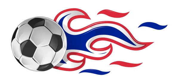 Pallone da calcio in fiamme con Francia e bandiera olandese — Vettoriale Stock