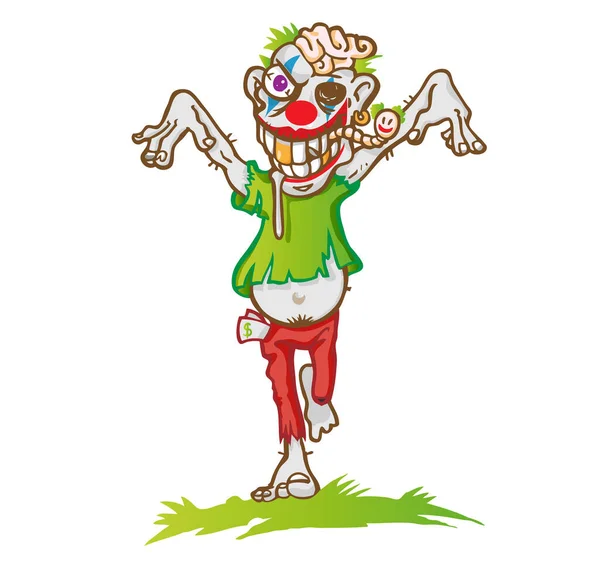 Clown zombie maskot tecknad isolerad på vit bakgrund — Stock vektor