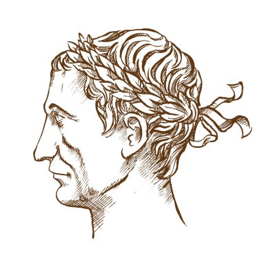Julius Caesar,  Roman politician and general vintage line drawin clipart