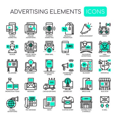 Reklam Ögeleri, İnce Satır ve Piksel Mükemmel Simge